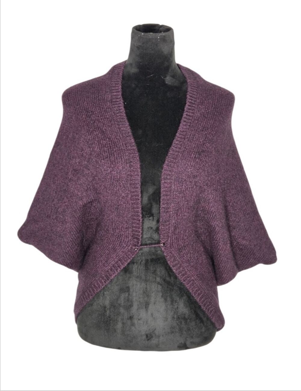 Vince Aubergine Alpaca Wool Blend Knit Bolero Shrug Safety Pin Closure Size S